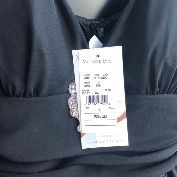 NWT Black Dress w Rhinestone Straps - Picture 6 of 9